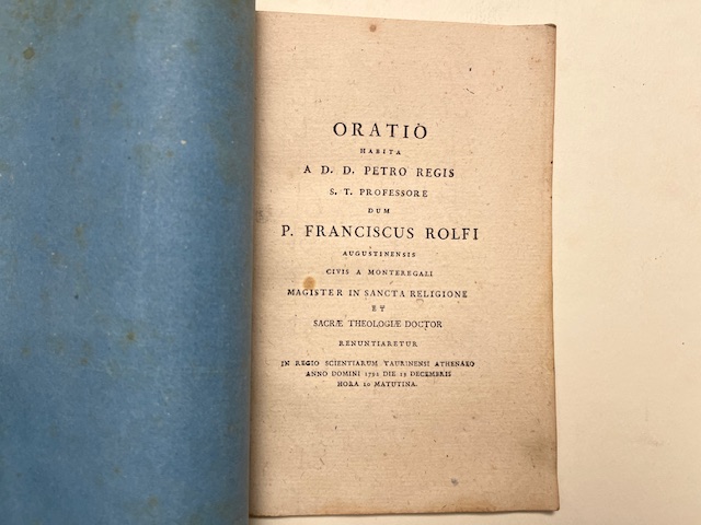 Oratio habita a D.D. Petro Regis...dum P. Franciscus Rolfi magister in sancta religione...renuntiareur